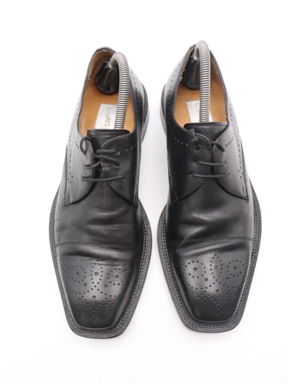 Mezlan Mens 8.5 M Black Leather Wingtip Brogue Square Toe Oxford Dress Shoes